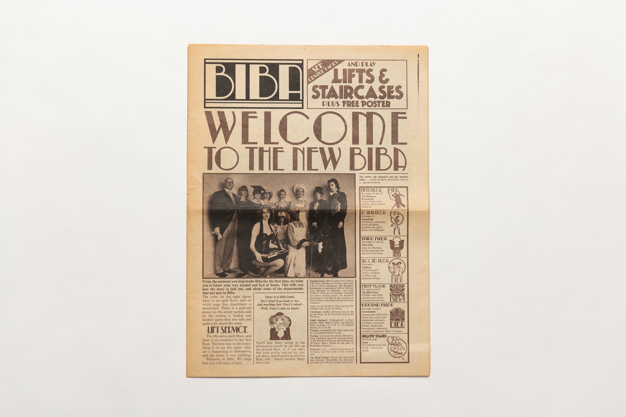 BIBA NEWSPAPER, KENSINGTON OPENING, SEPTEMBER 1973