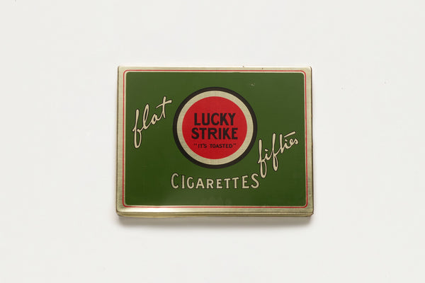 VINTAGE LUCKY STRIKE FLAT FIFTIES CIGARET TIN