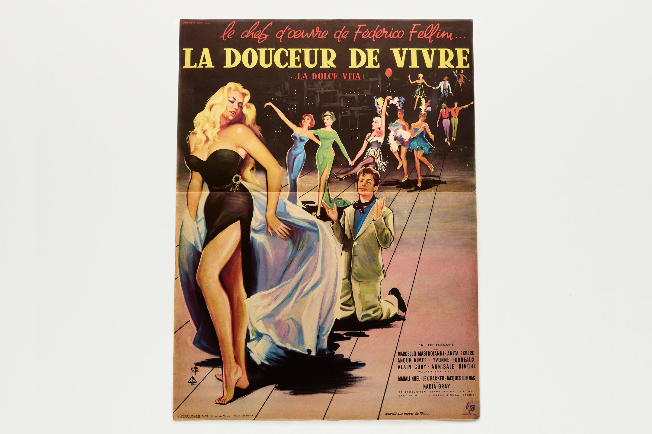ORIGINAL MOVIE POSTER, LA DOLCE VITA, FEDERICO FELLINI