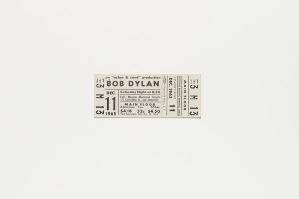 BOB DYLAN CONCERT TICKET STUB, 1965