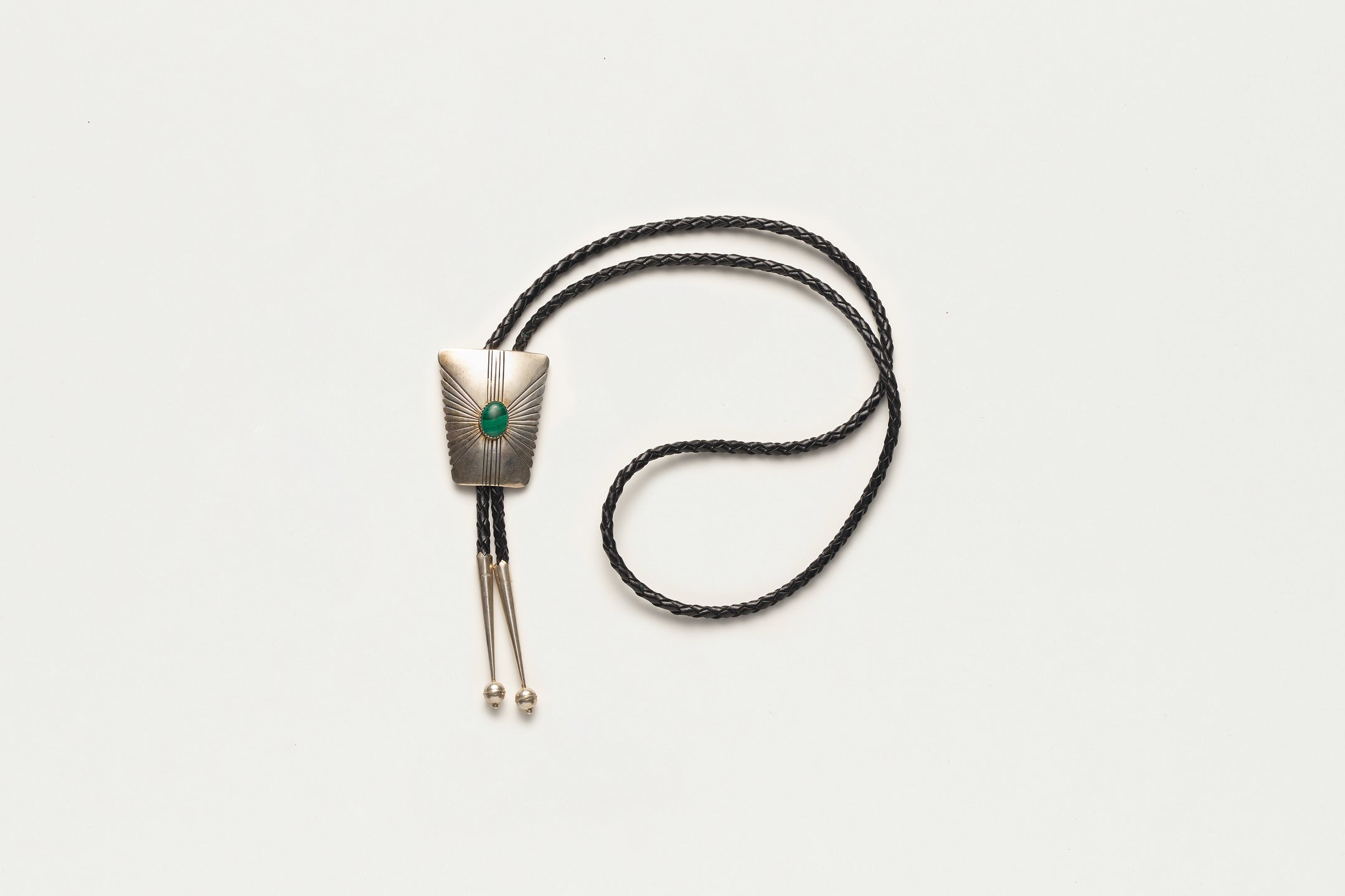 NAVAJO SILVER MALACHITE BOLO TIE